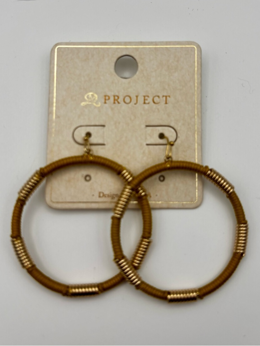 A Project Gold-Tone Brown Wrapped Hoop Earrings